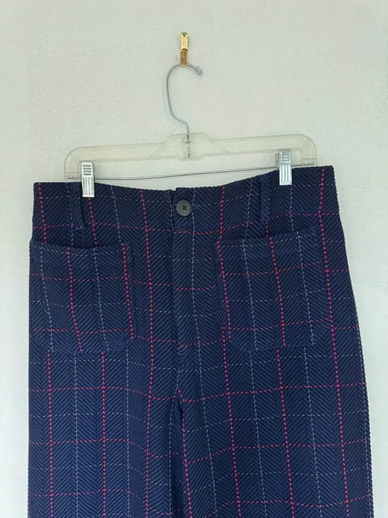 Anthropologie Maeve The Colette Merrick Knit Crop Pants Blue Red size 31 - Picture 6 of 11